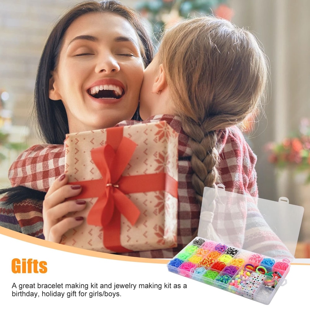 Rubber Bands Bracelet Kit DIY Jewelry Making Set With Loom Tools And Beads 1