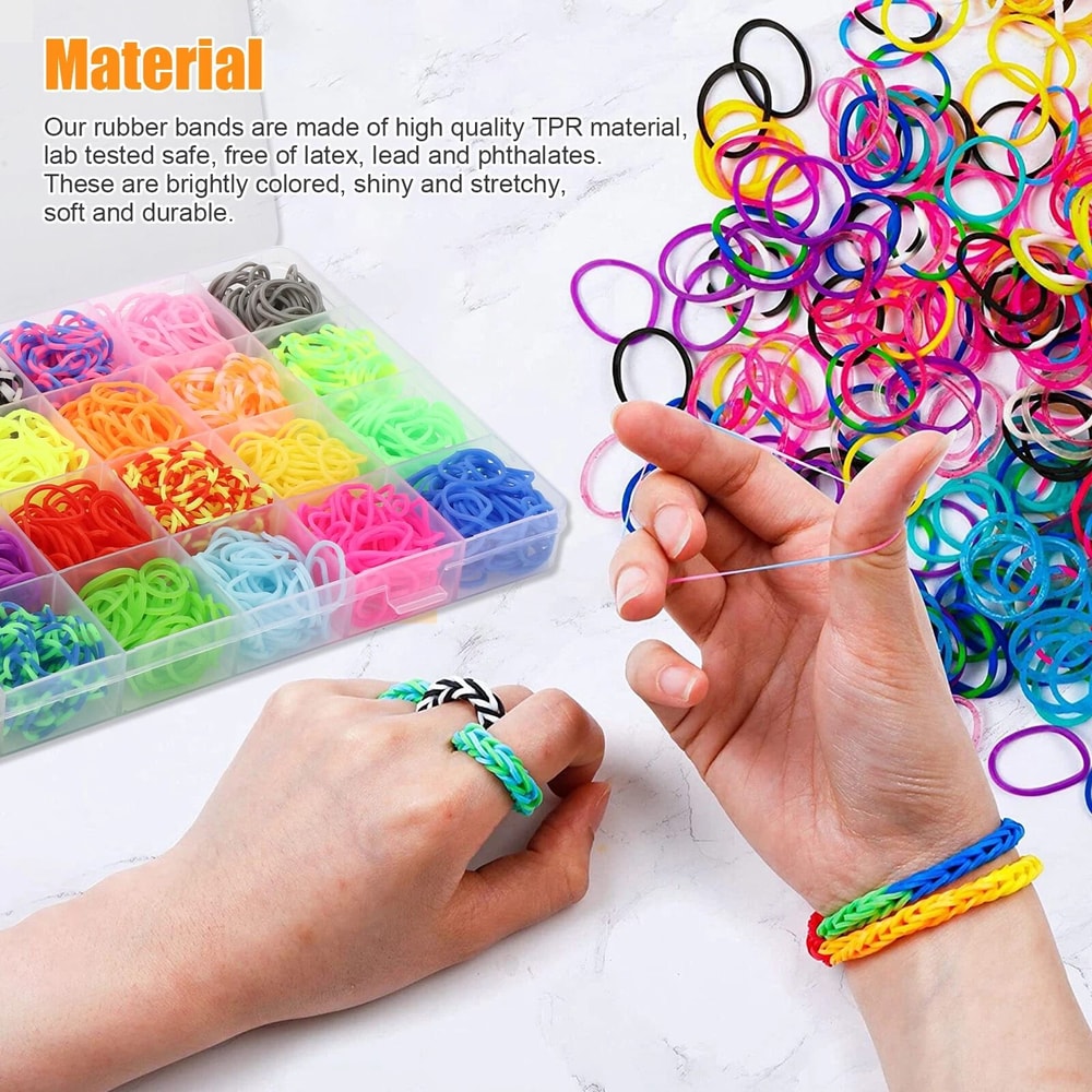 Rubber Bands Bracelet Kit DIY Jewelry Making Set With Loom Tools And Beads 3