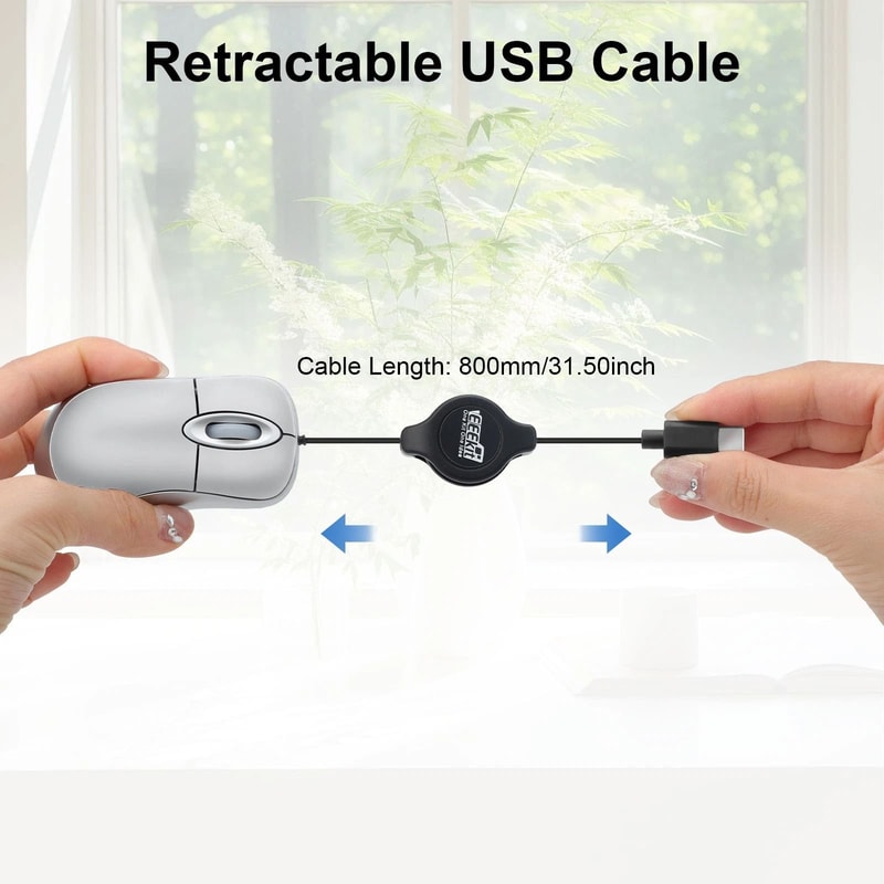 USB Mini Optical Mouse With Retractable Cord For Laptop And Desktop 5