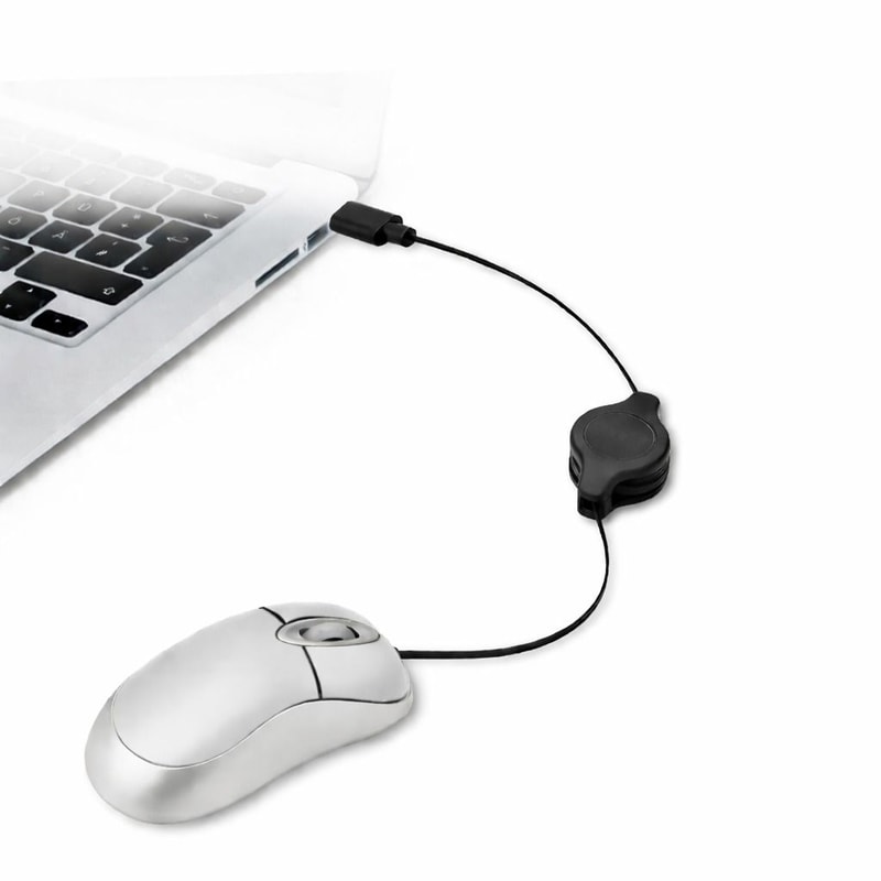 USB Mini Optical Mouse With Retractable Cord For Laptop And Desktop 0