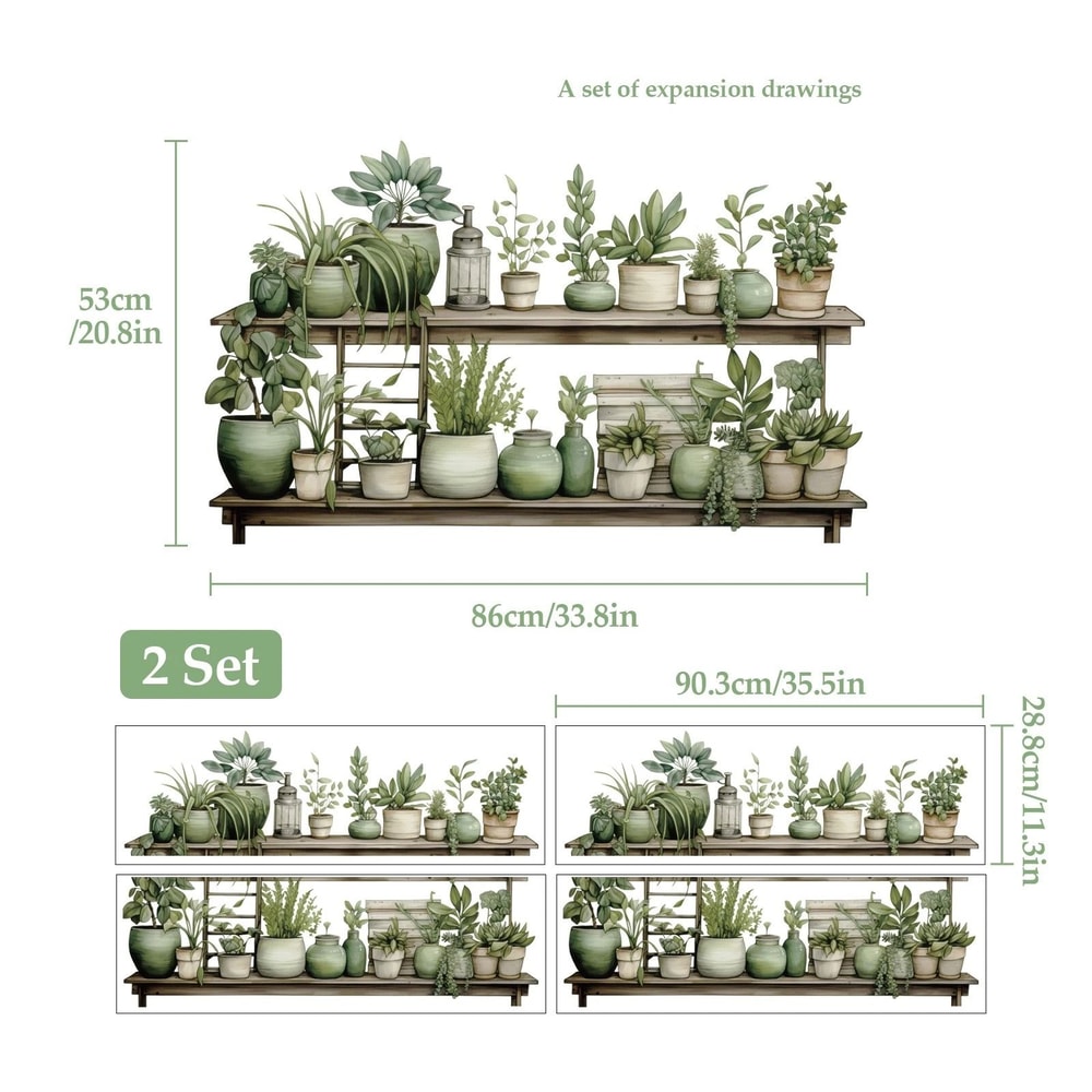 Tropical Green Plant Wall Decal Removable SelfAdhesive Wall Decor For Rooms 3