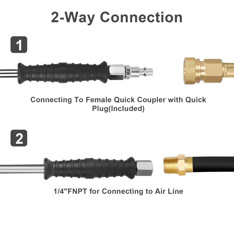 Extended Dual Head Air Chuck Connection For Tire Inflation 1