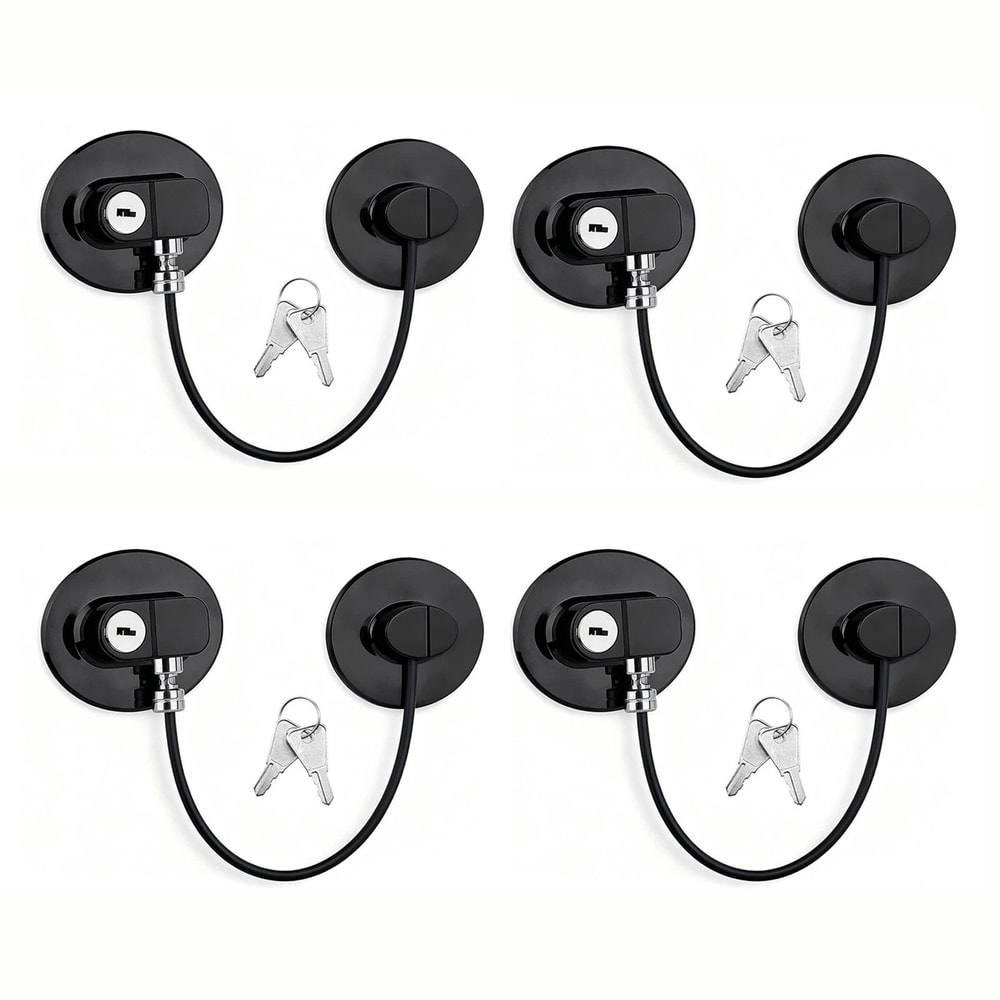 No Drill Refrigerator Safety Lock With Key Stainless Steel Secure Child Pet Safety 1