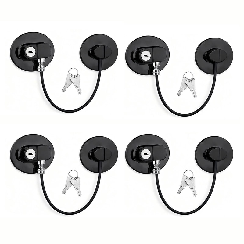 No Drill Refrigerator Safety Lock With Key Stainless Steel Secure Child Pet Safety 1