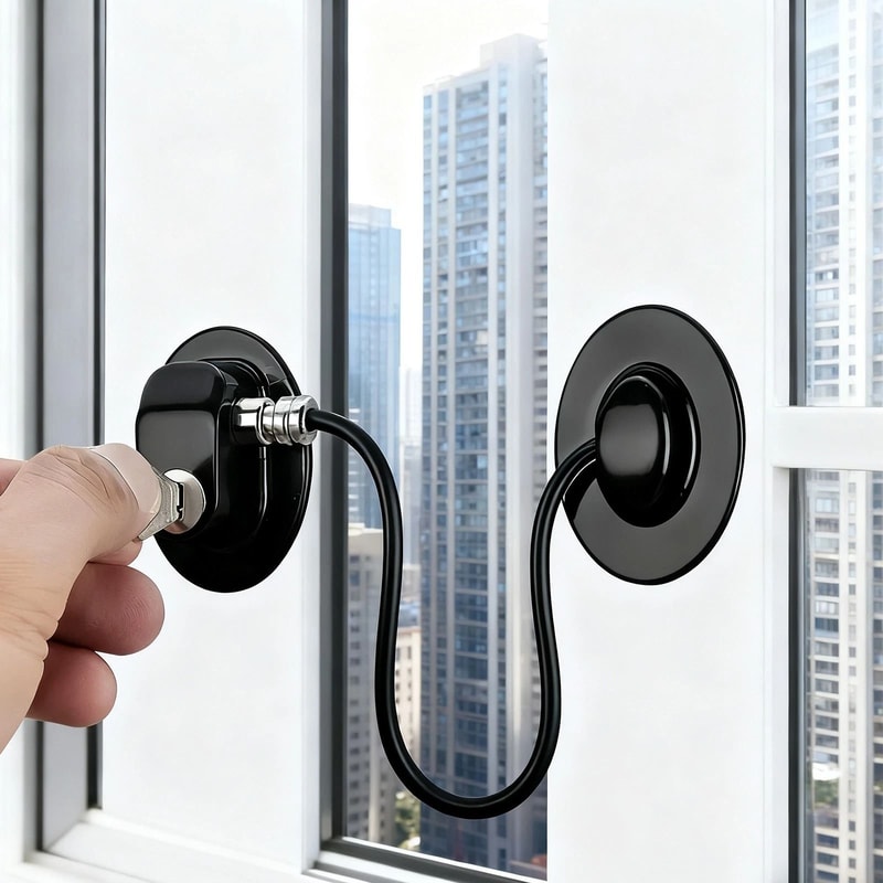 No Drill Refrigerator Safety Lock With Key Stainless Steel Secure Child Pet Safety 0