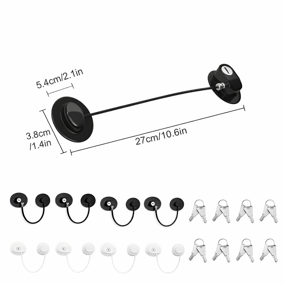 No Drill Refrigerator Safety Lock With Key Stainless Steel Secure Child Pet Safety 7