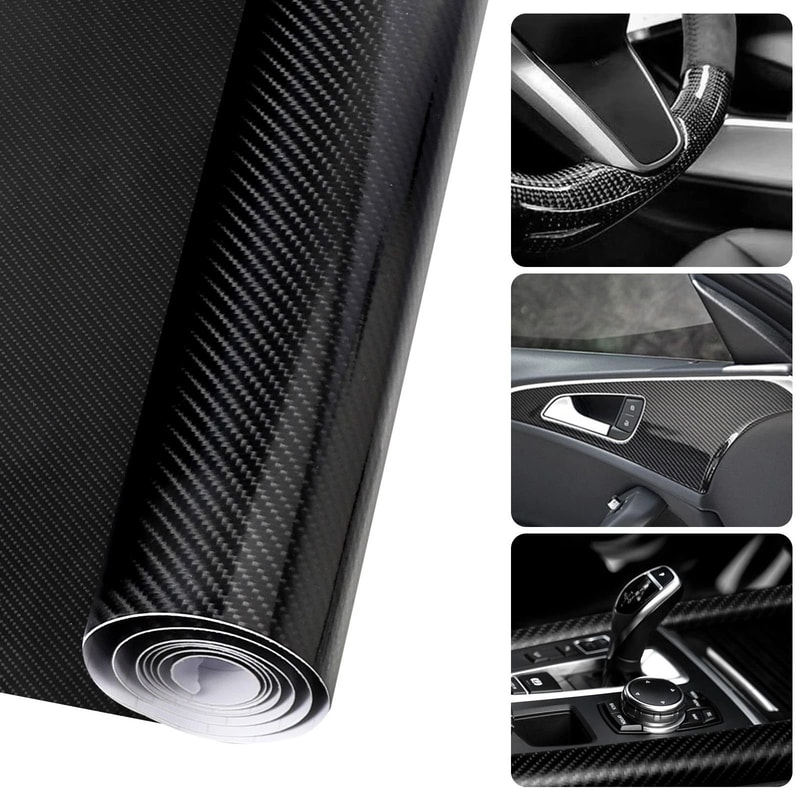 High Gloss Carbon Fiber Vinyl Wrap Film Waterproof DIY PVC Film For Car Motorcycle 1