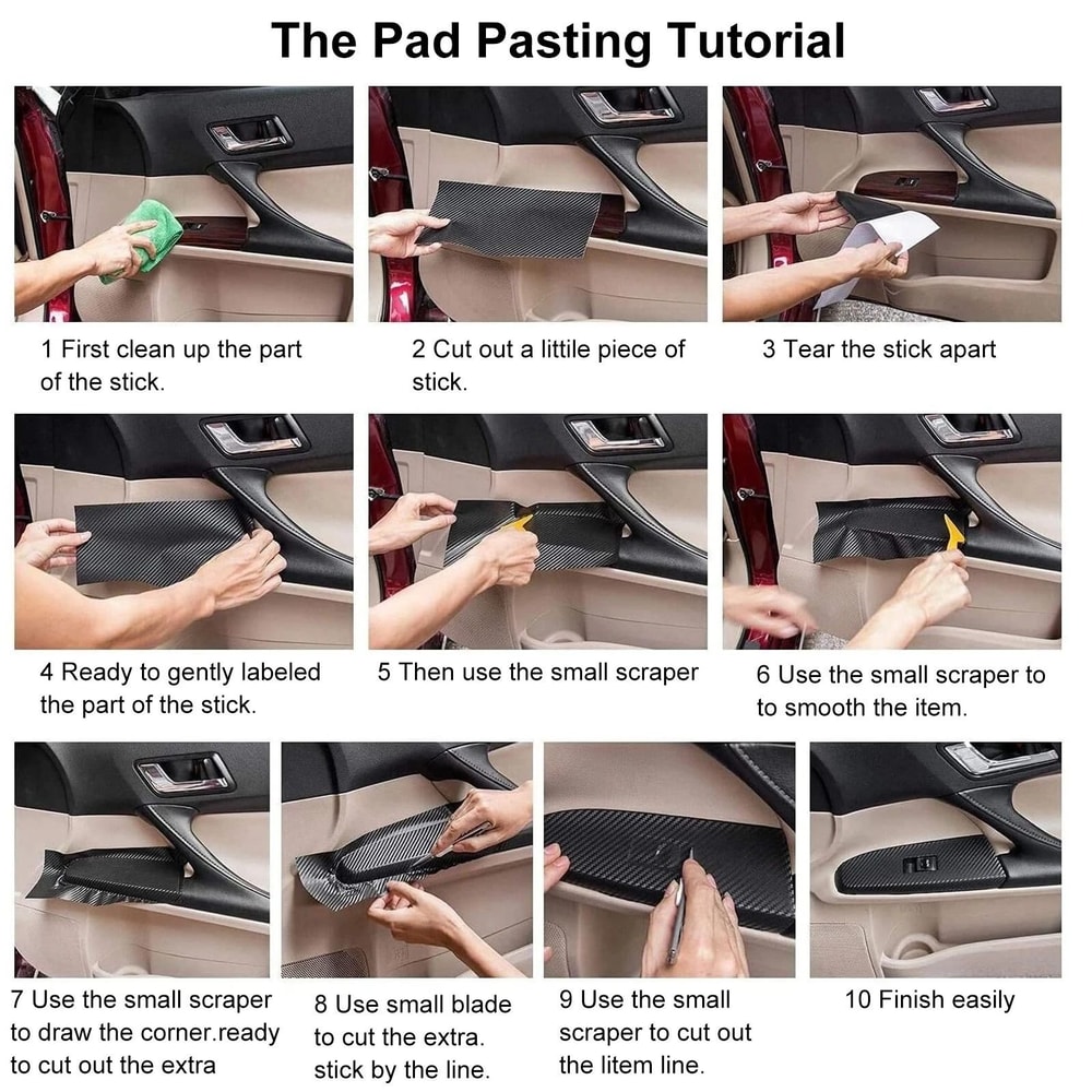 High Gloss Carbon Fiber Vinyl Wrap Film Waterproof DIY PVC Film For Car Motorcycle 2