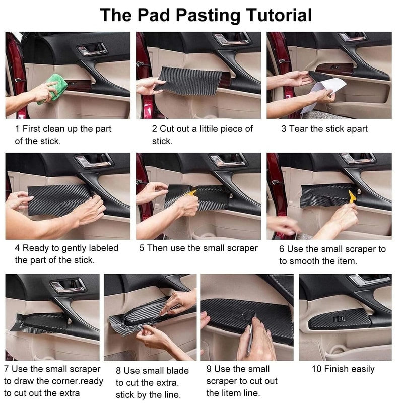 High Gloss Carbon Fiber Vinyl Wrap Film Waterproof DIY PVC Film For Car Motorcycle 2