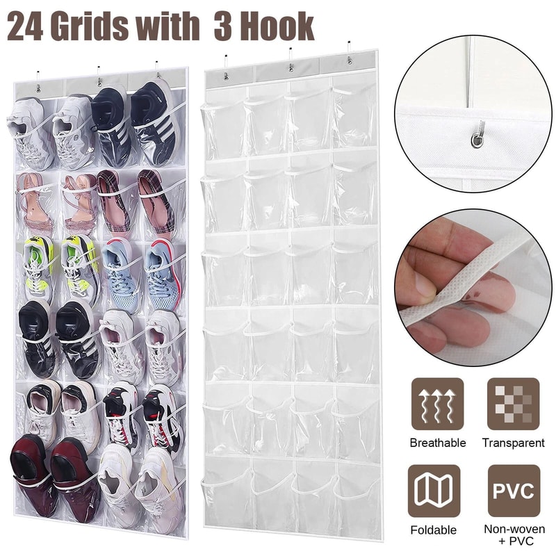 Grids Over Door Shoe Organizer Rack Hanging Storage Holder For Shoes And Accessories 6