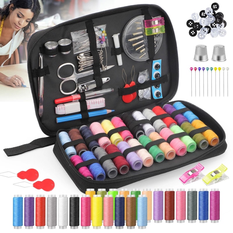 Portable Sewing Kit With Threads Scissors And Needles Complete Travel Sewing Box Set 5