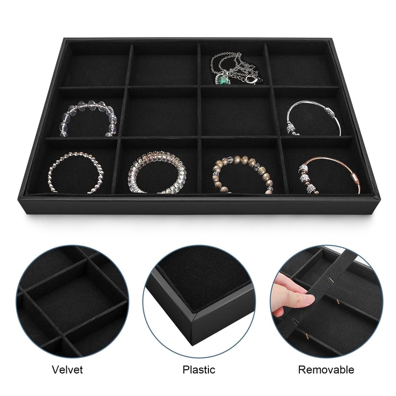 Jewelry Display Organizer Tray Grid Ring Earring Necklace Storage Box 2