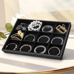 jewelry display organizer tray – grid ring, earring, necklace storage box