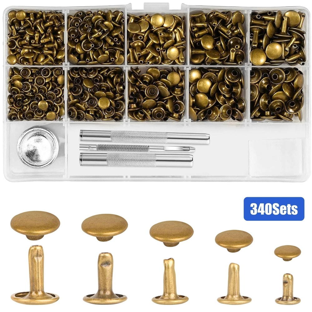 Complete Leather Rivets Kit With Metal Craft Rivets Double Caps For DIY Projects 5