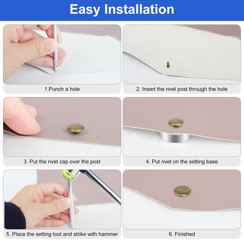 Complete Leather Rivets Kit With Metal Craft Rivets Double Caps For DIY Projects 2