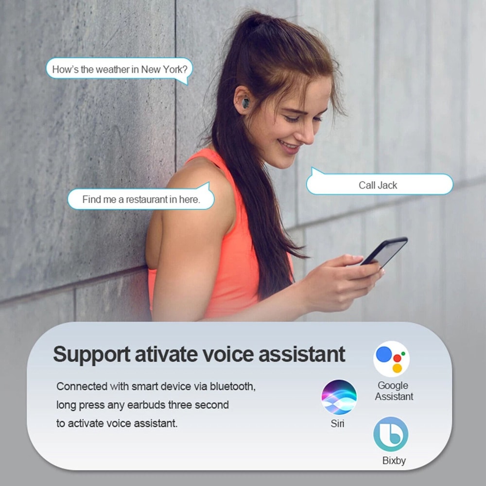 Wireless Bluetooth Earbuds With Noise Cancelling Touch Control HiFi Stereo Sound 2