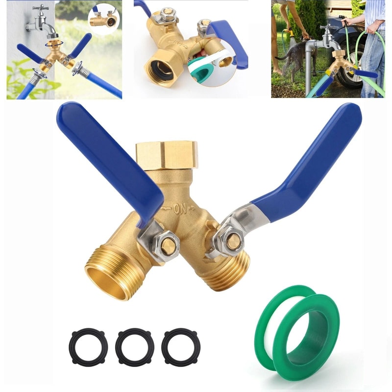 Brass Garden Hose Splitter With ShutOff Valves Dual Outlet Connector For Efficient Water Flow Cont 6