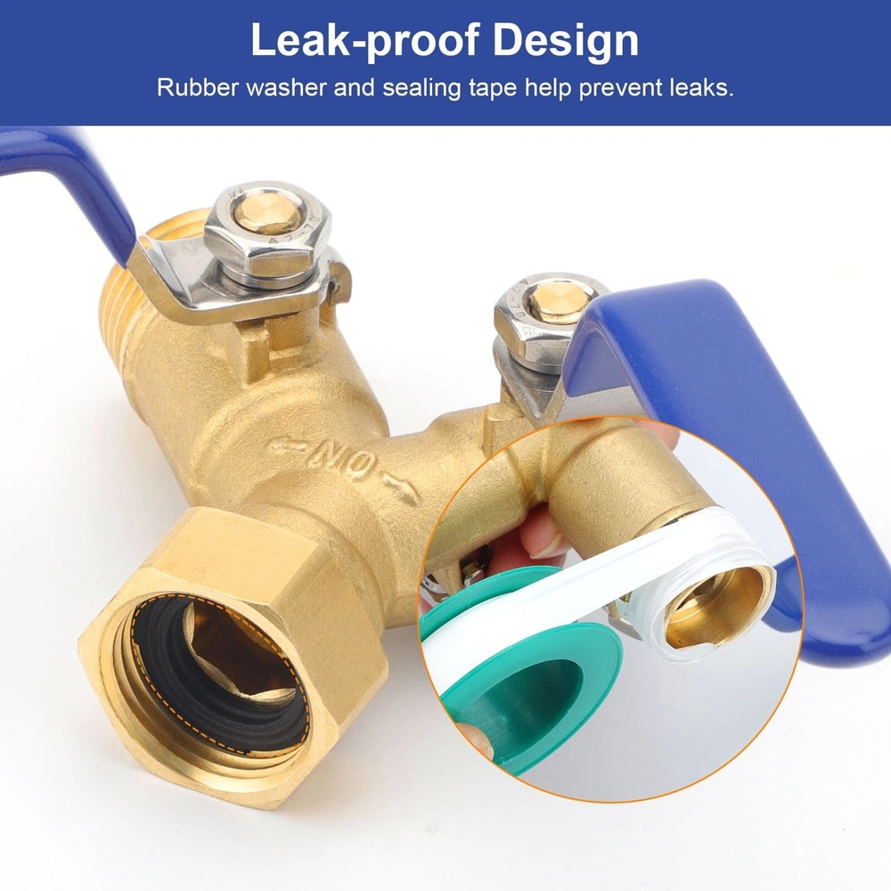 Brass Garden Hose Splitter With ShutOff Valves Dual Outlet Connector For Efficient Water Flow Cont 2