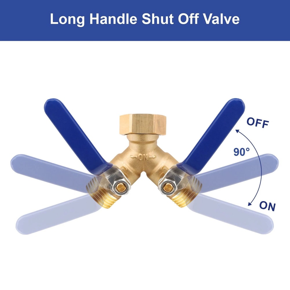 Brass Garden Hose Splitter With ShutOff Valves Dual Outlet Connector For Efficient Water Flow Cont 3