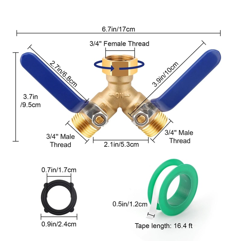 Brass Garden Hose Splitter With ShutOff Valves Dual Outlet Connector For Efficient Water Flow Cont 5
