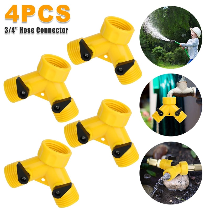 Heavy Duty Hose Splitter Connector With Valves For Garden Taps 2