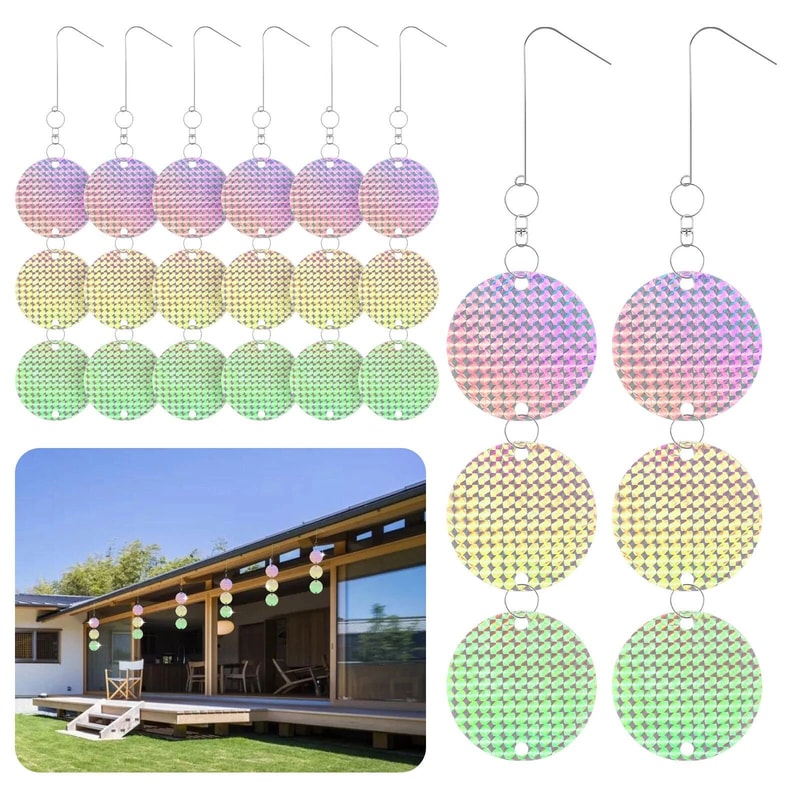 Reflective Bird Repellent Discs Hanging Scare Devices For Garden Orchard Protection 5