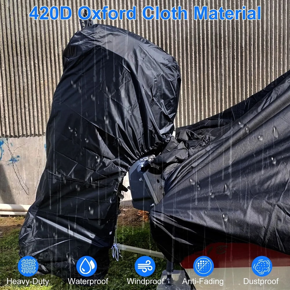 Waterproof Outboard Motor Cover Universal Fit For Boat Engines Durable Fabric 5