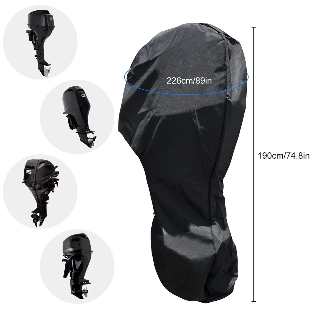 Waterproof Outboard Motor Cover Universal Fit For Boat Engines Durable Fabric 1