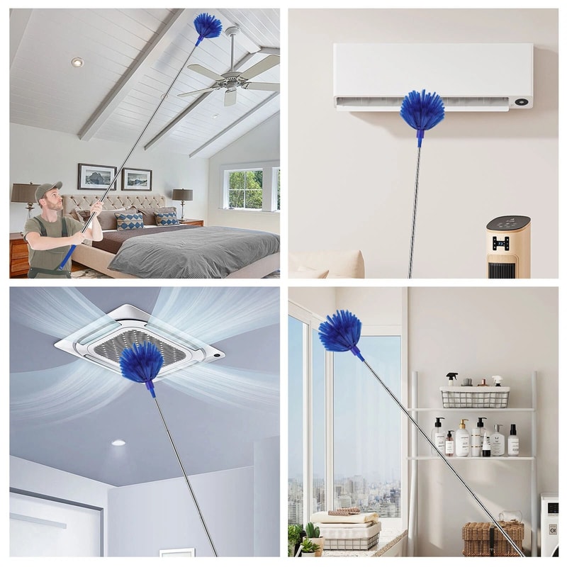 Ceiling Fan Microfiber Cobweb Duster Cleaning Brush With Extension Pole Telescopic Rod For Easy R