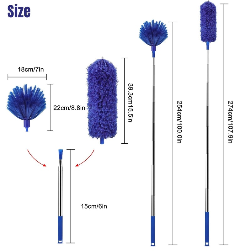 Ceiling Fan Microfiber Cobweb Duster Cleaning Brush With Extension Pole Telescopic Rod For Easy R