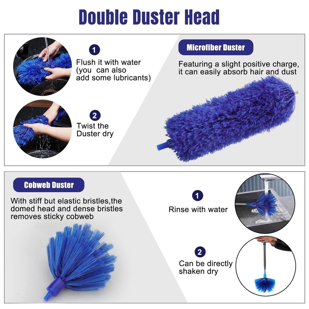 Ceiling Fan Microfiber Cobweb Duster Cleaning Brush With Extension Pole Telescopic Rod For Easy R