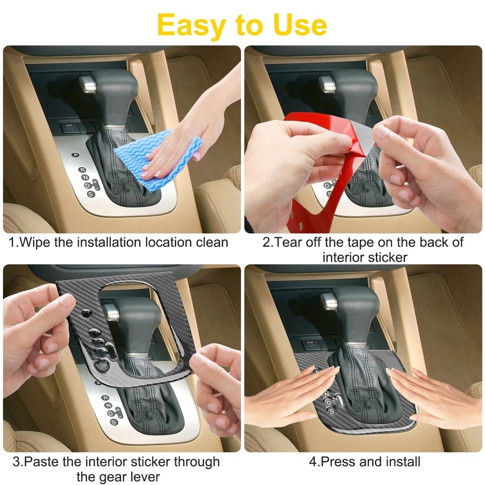 Carbon Fiber Gear Shift Panel Cover Premium Interior Trim 4