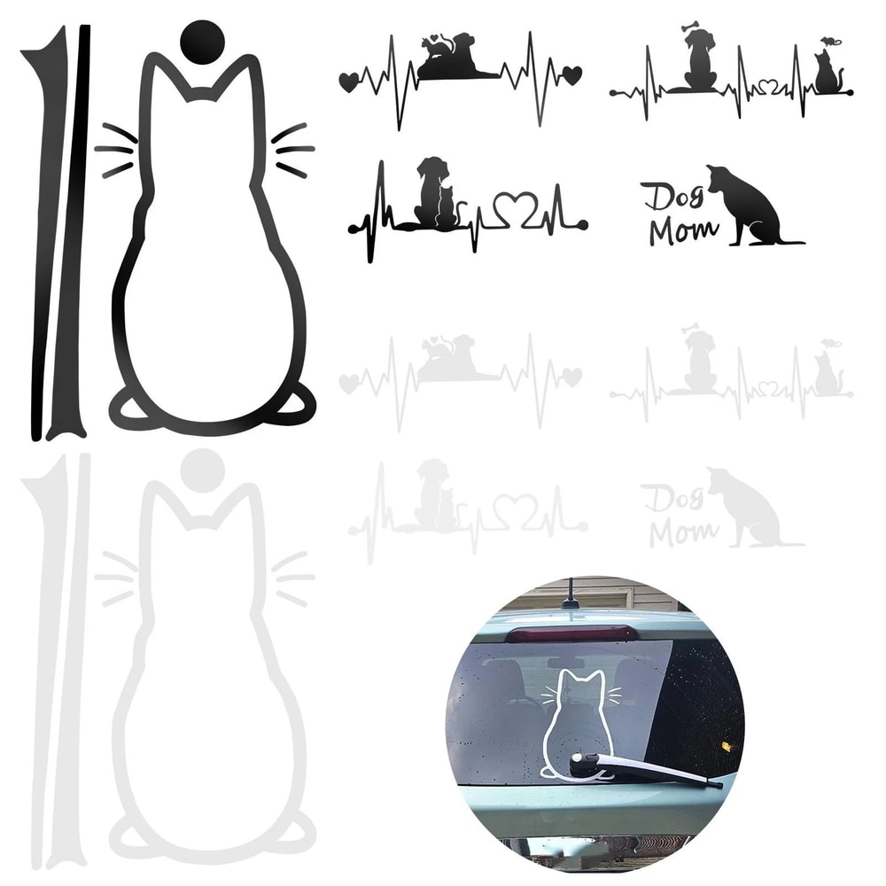 Cute Cat Dog Car Window Vinyl Stickers Animal Decals For Laptops Cars 3