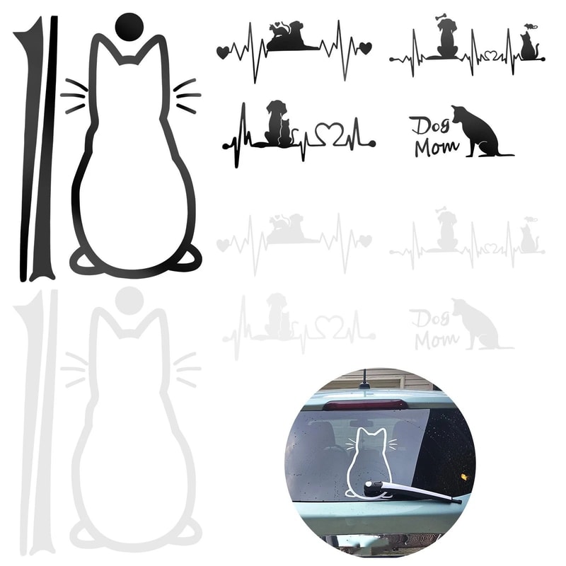 Cute Cat Dog Car Window Vinyl Stickers Animal Decals For Laptops Cars 3