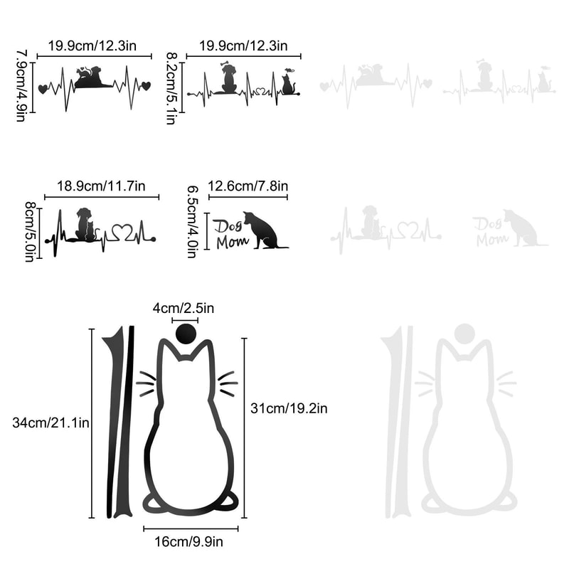 Cute Cat Dog Car Window Vinyl Stickers Animal Decals For Laptops Cars 6