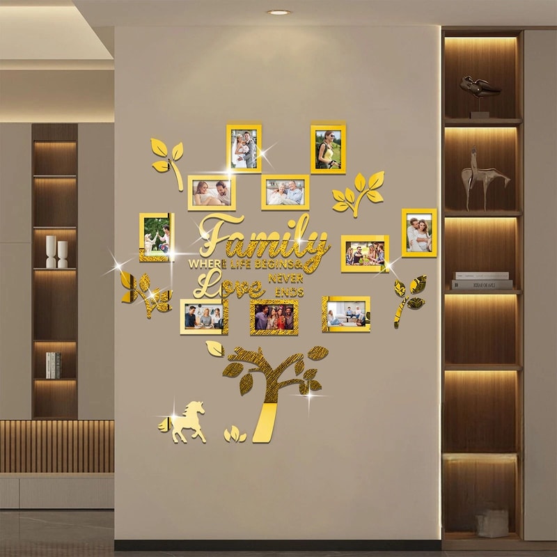 Family Tree Wall Decal Sticker With Acrylic Photo Frames Removable Customizable Gift 2