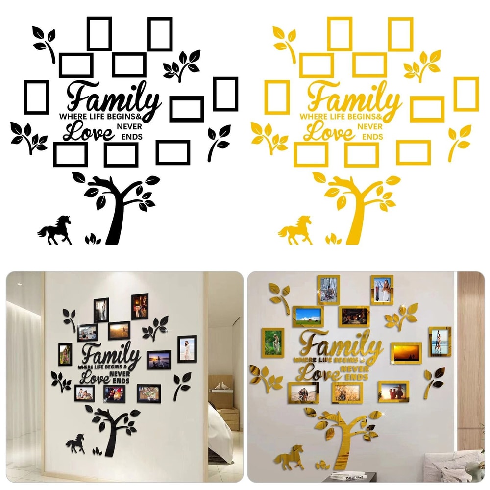 Family Tree Wall Decal Sticker With Acrylic Photo Frames Removable Customizable Gift 5