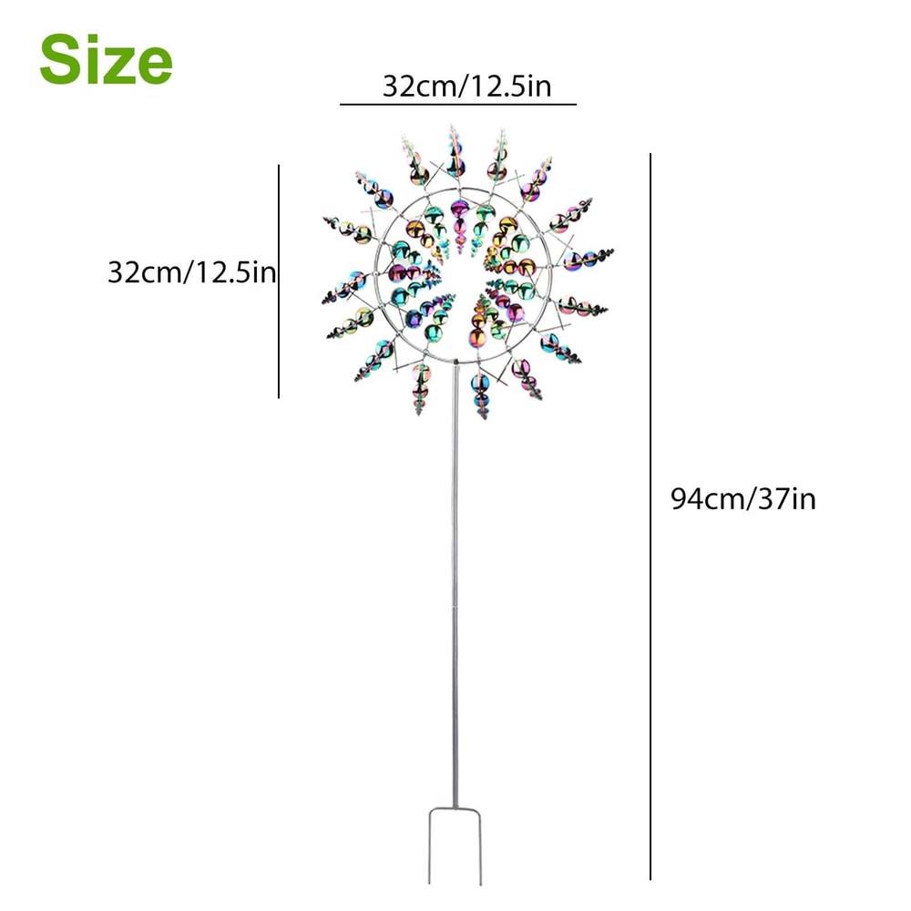 Magical Colorful WindPowered Kinetic Metal Windmill Sculpture For Garden Patio 3