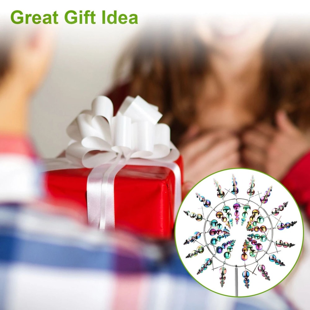 Magical Colorful WindPowered Kinetic Metal Windmill Sculpture For Garden Patio 1