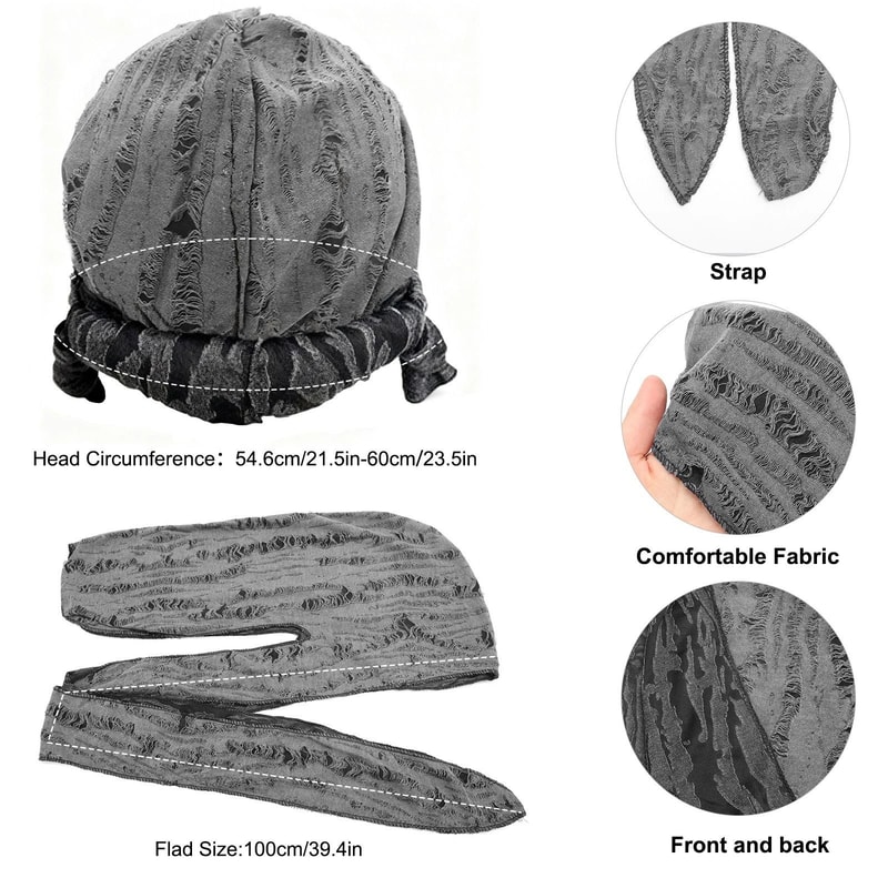 Long Tail Ripped Beanie Hat Durag Head Wrap HipHop Turban For Men Women 4
