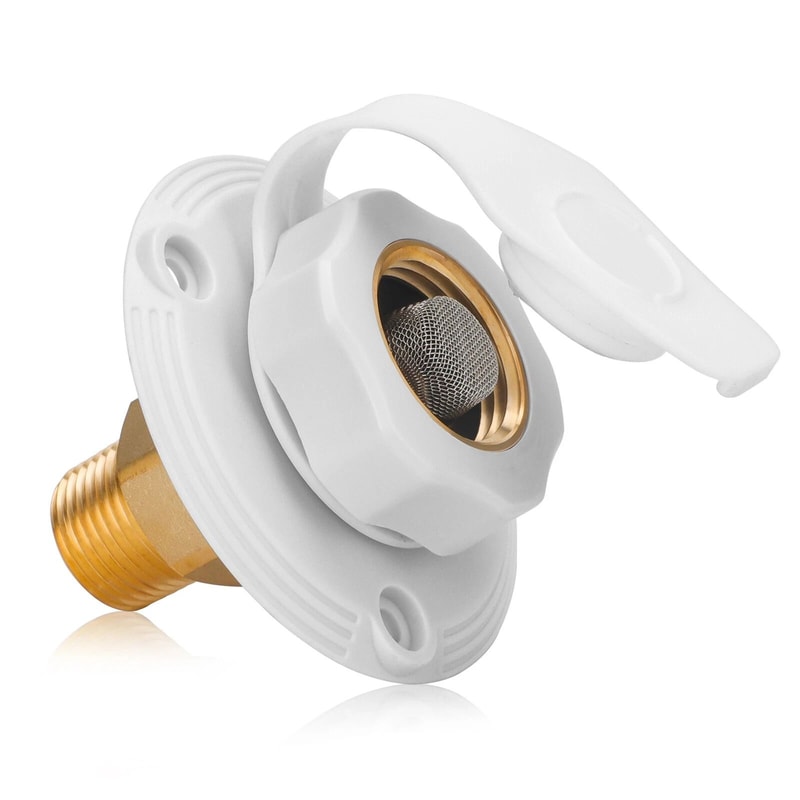City Water Fill Inlet Connection With Check Valve Brass Hose Connector For RVs Trailers And Camper 0