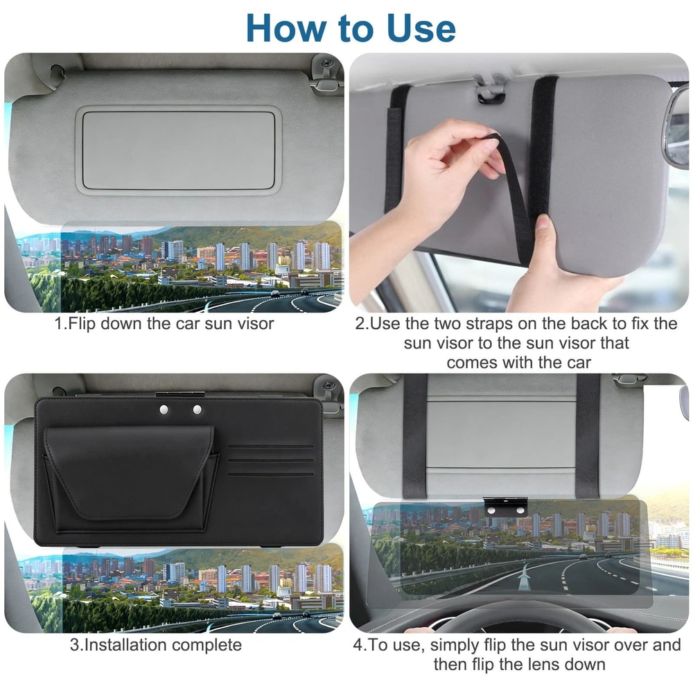 Universal Polarized Car Sun Visor Extender AntiGlare Day Night Sunshade Panel For UV Protection 1