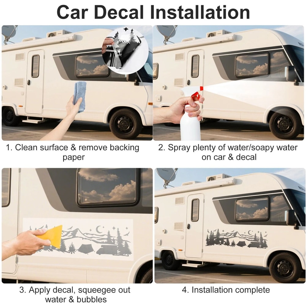 Mountain Tree Forest Camping Vinyl Decals For Car Adventure Outdoor Sticker For SUV Truck OffRoad