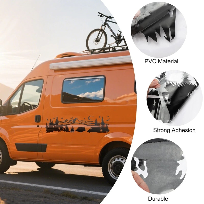 Mountain Tree Forest Camping Vinyl Decals For Car Adventure Outdoor Sticker For SUV Truck OffRoad