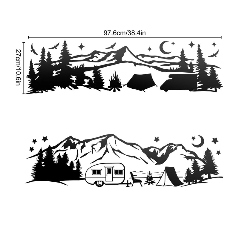 Mountain Tree Forest Camping Vinyl Decals For Car Adventure Outdoor Sticker For SUV Truck OffRoad