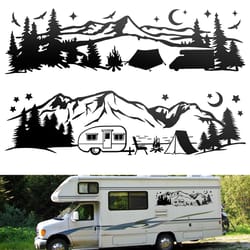 mountain tree forest camping vinyl decals for car - adventure outdoor sticker for suv, truck & off-road vehicles