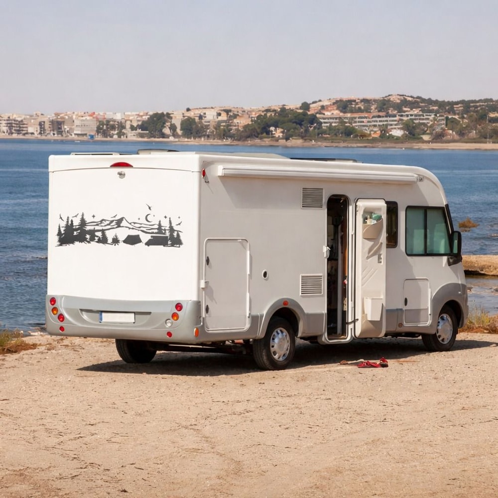 Mountain Tree Forest Camping Vinyl Decals For Car Adventure Outdoor Sticker For SUV Truck OffRoad