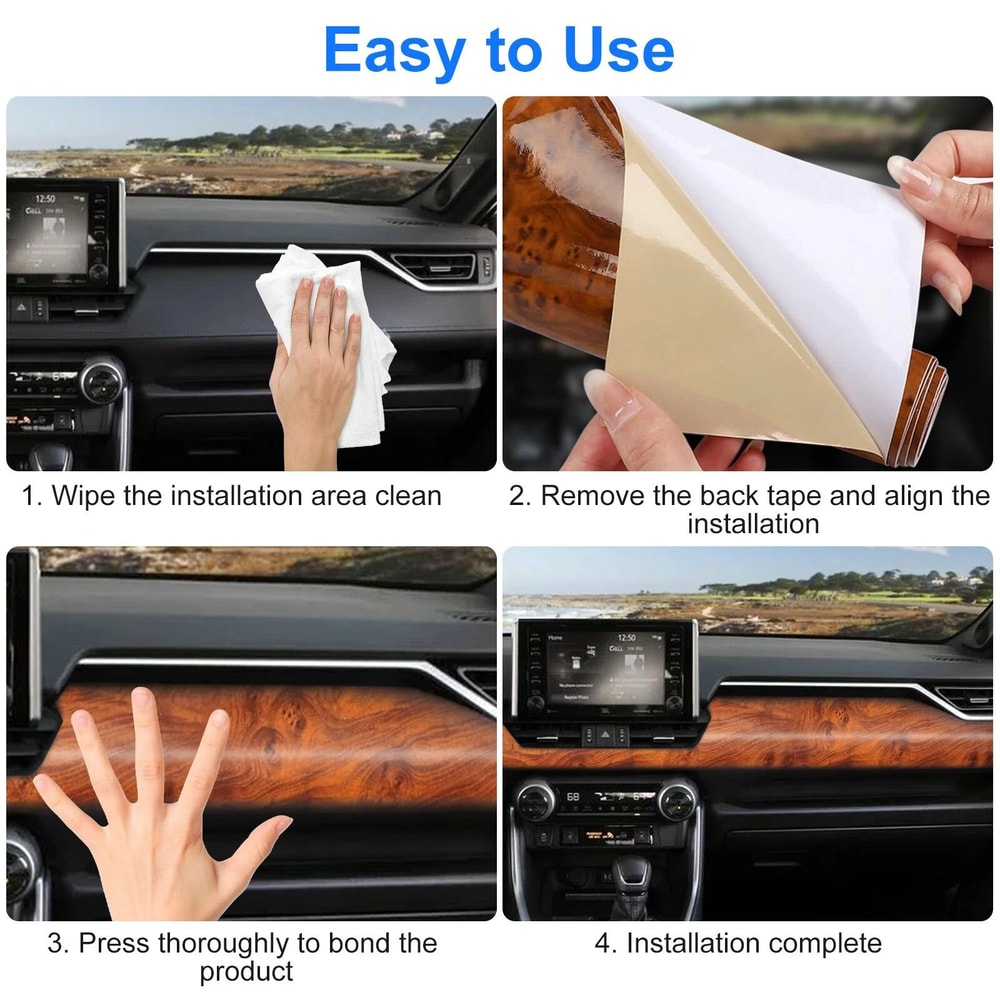 High Glossy Wood Grain Vinyl Wrap Sticker Decal Car Interior Film For Dashboard Console 1