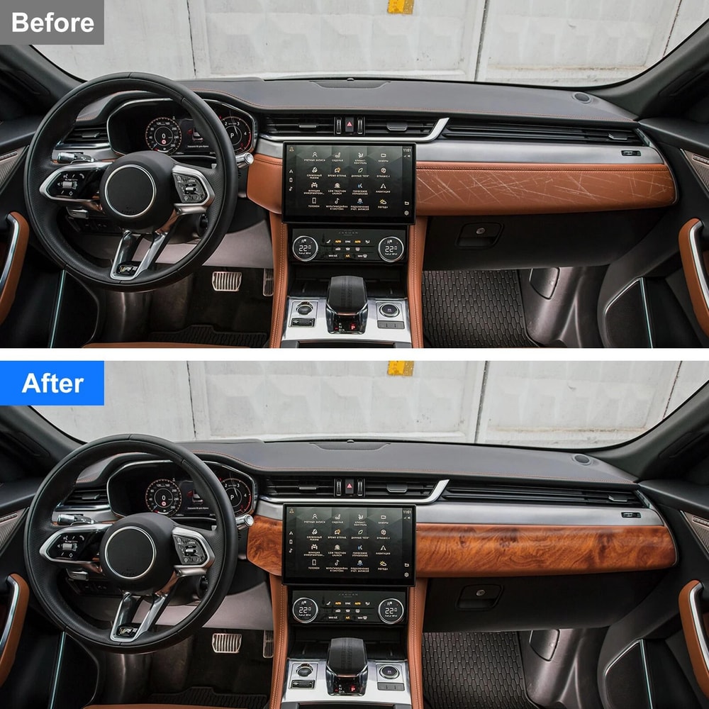 High Glossy Wood Grain Vinyl Wrap Sticker Decal Car Interior Film For Dashboard Console 2