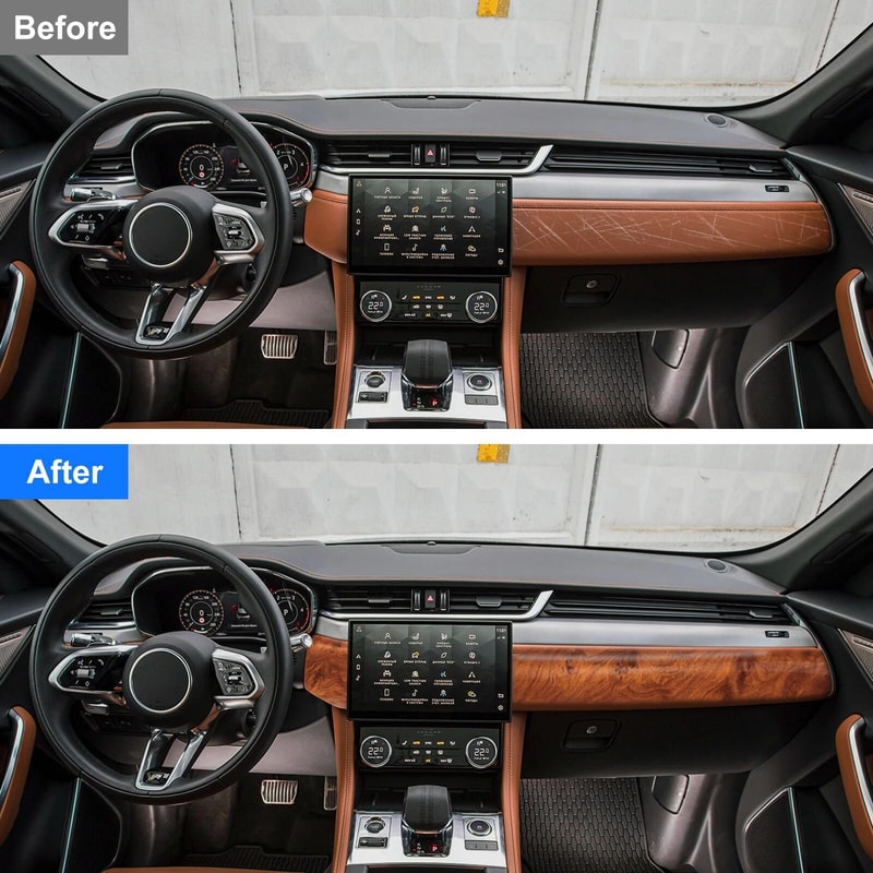 High Glossy Wood Grain Vinyl Wrap Sticker Decal Car Interior Film For Dashboard Console 2